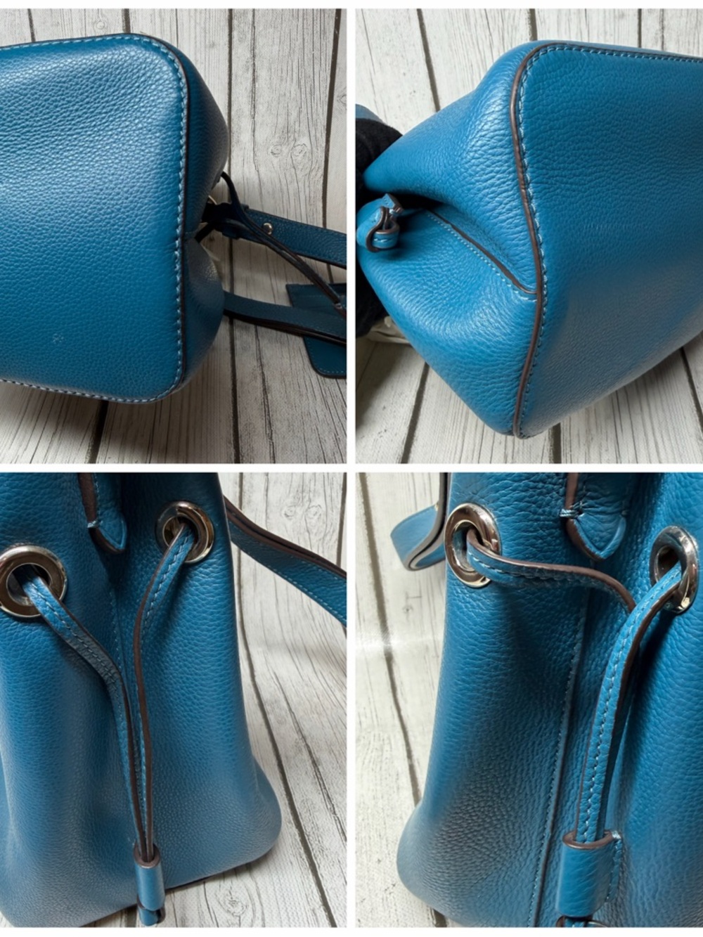 PRE LOVED Kate Spade Bucket Bag & Card Wallet Bundle Pebble Leather Dark Peaco - Picture 12 of 15
